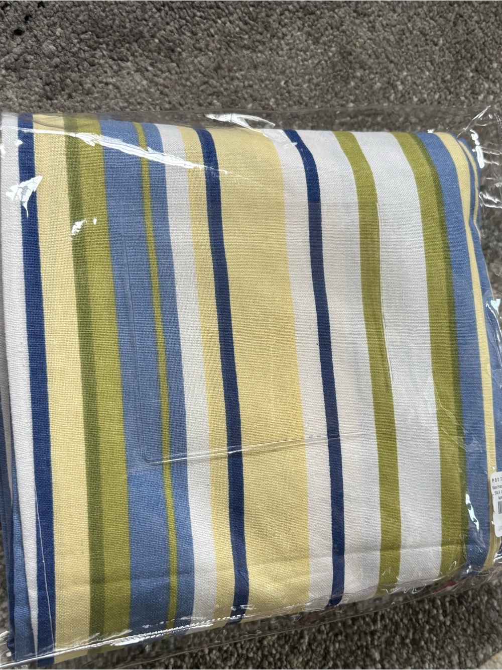 Pottery Barn 100% Cotton Striped Shower Curtain.Panel in Blue, Green, White